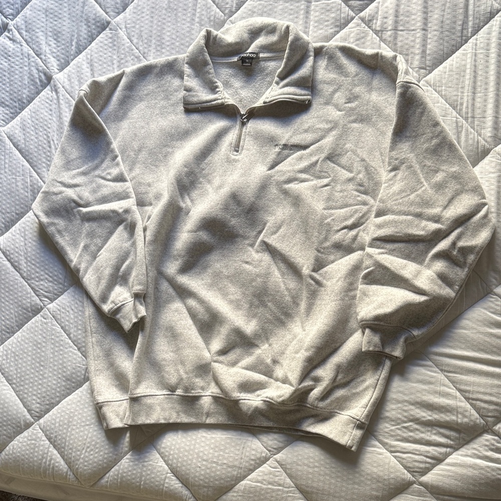 Women’s Oversized Gray Half-Zip Sweater